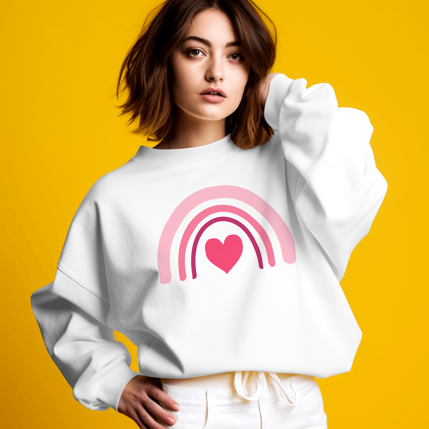 Pink Heart Rainbow - Valentines - DTF Transfer